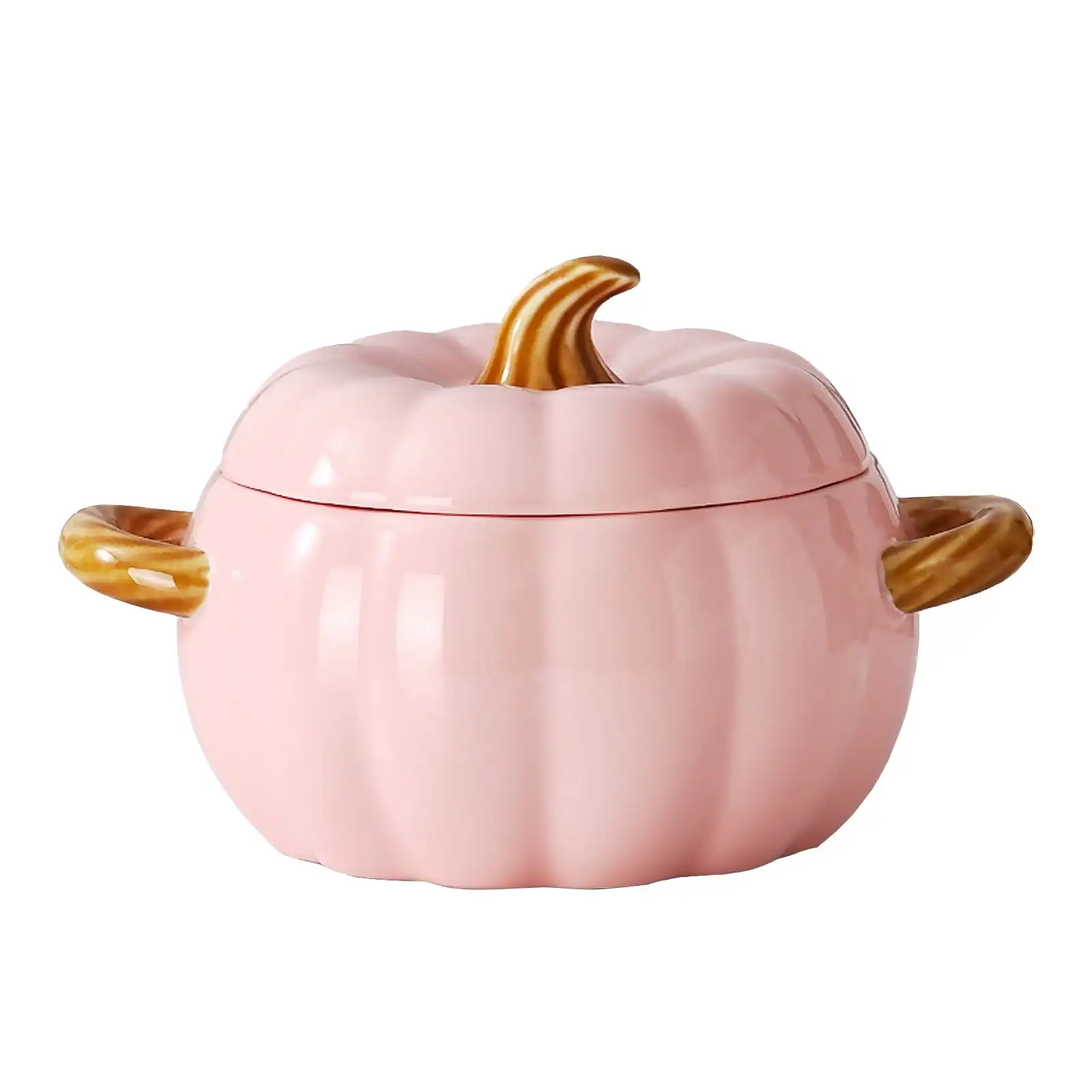 

with Lid, Pumpkin Pottery Dessert Saucepan, Mini Baking Dish Cute Pumpkin Bowl, Covered Dutch Oven Ceramic Stockpot,