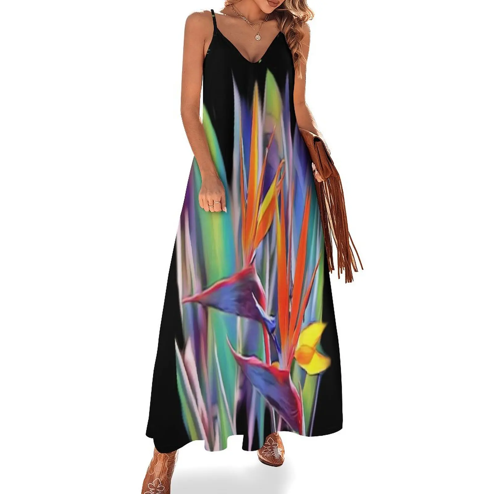 Bold Bird of Paradise Graphic Sleeveless Long Dress dress dresses dress summer luxury evening dresses for women 2025