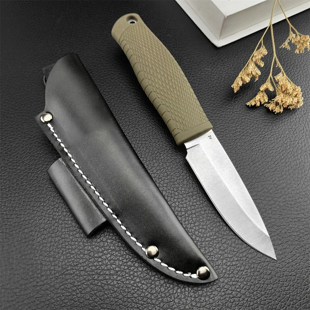 BM 200 Hunting Knife D2 Blade Rubber Handle EDC Outdoor Camping Hidden Tang Handheld Tool Self Defense Survival Knife