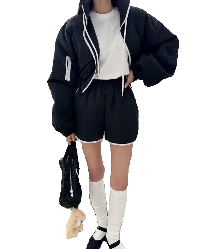 

Женская свободная ветровка Jaet с двойной молнией и воротником-стойкой, комплект Faion с спортивным широким эффектом похудения