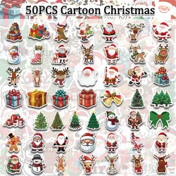 50PCS Christmas Gift Sticker Cute Cartoon Cute Elk Santa Claus Snowman Christmas Tree Bell Gift Gingerbread Man Waterproof Decal