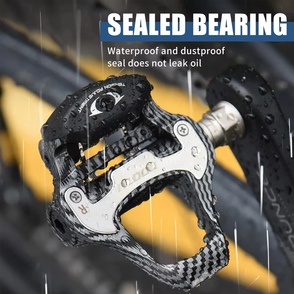 Carbon Fiber Clip-On Pedals With Sealed Bearings And Cleats For KEO And Shimano SPD System Lock Pedals Road Bike Clipless Pedals