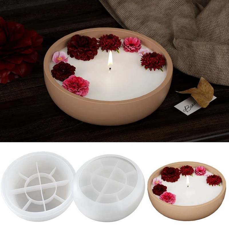 Round Cement Bowl Flowerpot Mold Terrazzo Concrete Candle Cup Vessel Silicone Mold Epoxy Resin Clay Large Bowl Storage