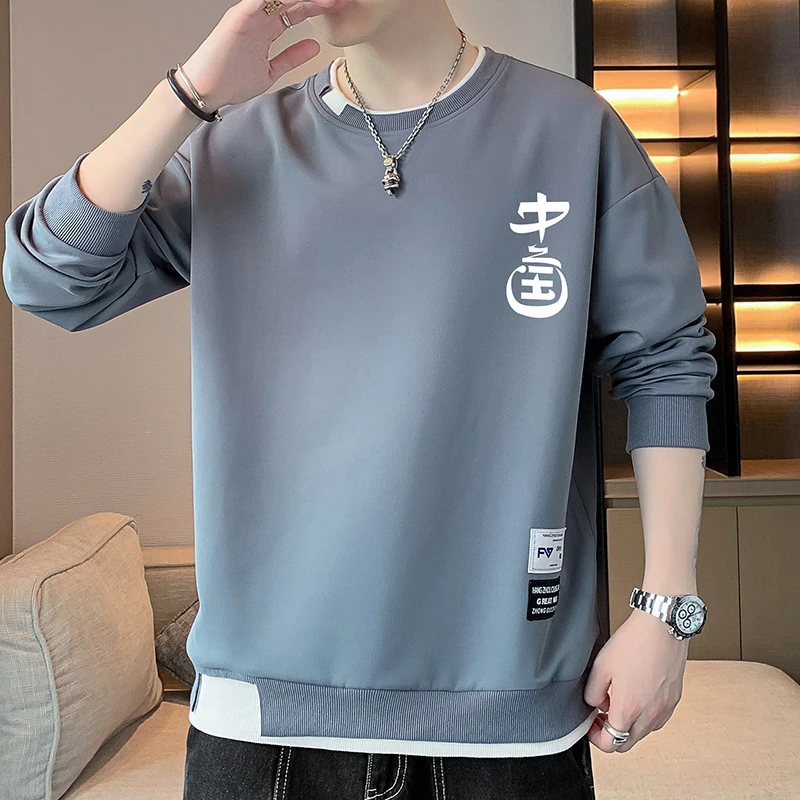 

Spring Autumn Elegant Fashion Harajuku Slim Fit Ropa Hombre Loose Casual All Match T-shirts O Neck Insert Long Sleeve Sweatshirt