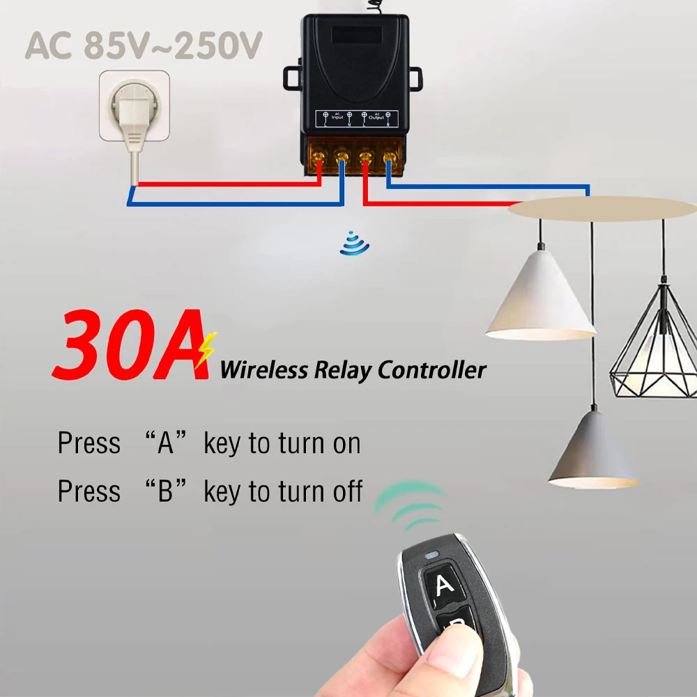 CENFAYA 433Mhz Wireless Remote Control Switch AC 110V 230V  220V 30A Relay Receiver  for Light Water Pump Household Appliances