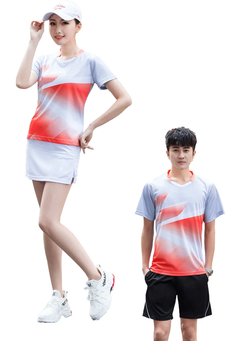 sports Tennis T-Shirts For Men Women V- Collar Quick Dry TABLE Tennis ShirtS Badminton Clothes Boys Table Tee Shirts Skirts