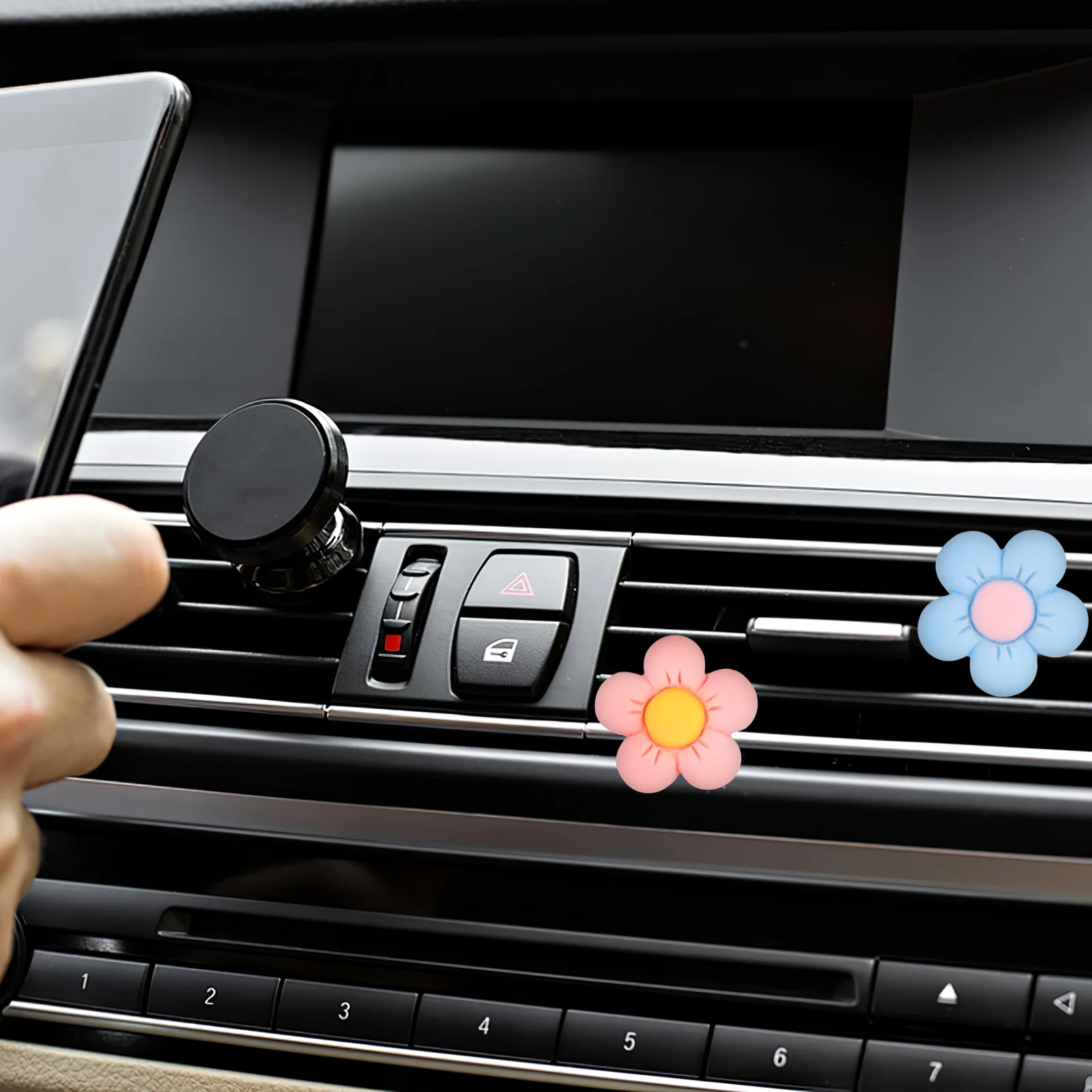 

12 Pcs Flower Vent Clips Accessories 6 Freshener Plastic Cute Car Decor For Women Car Air Freshener