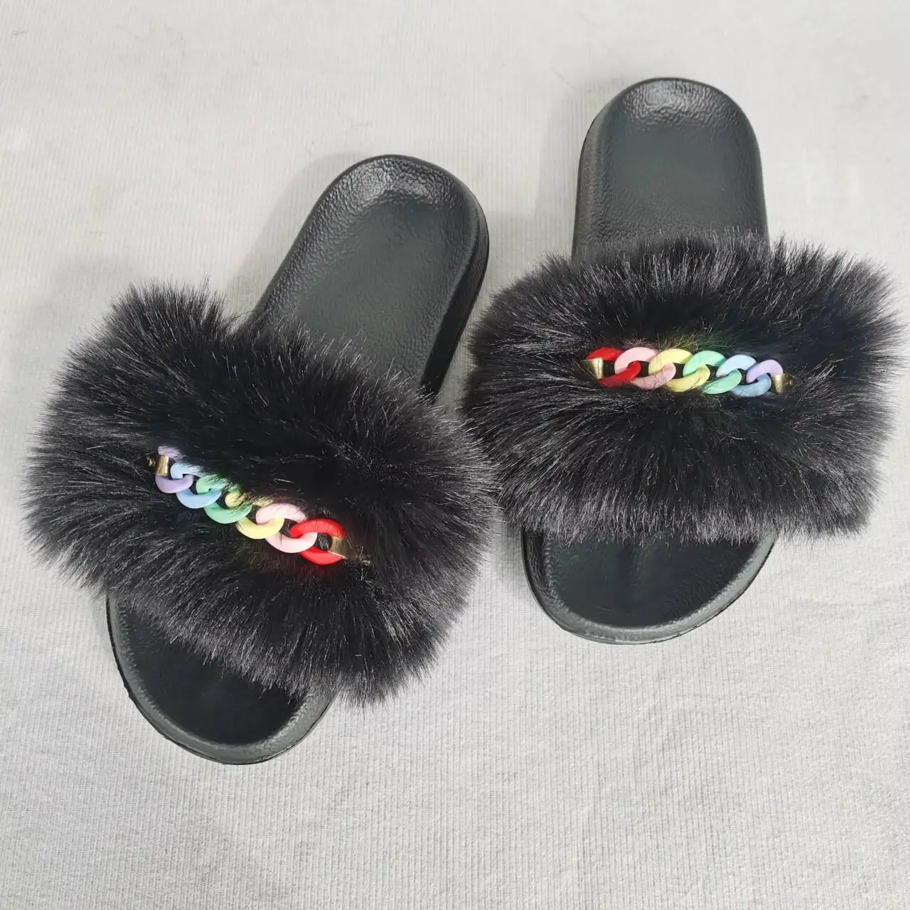 Winter Women House Slippers Faux Fur Slides New Fluffy Faux Fur Slides Girl Amazing Shoes Casual Fuzzy Slides Fake Fur Sandals