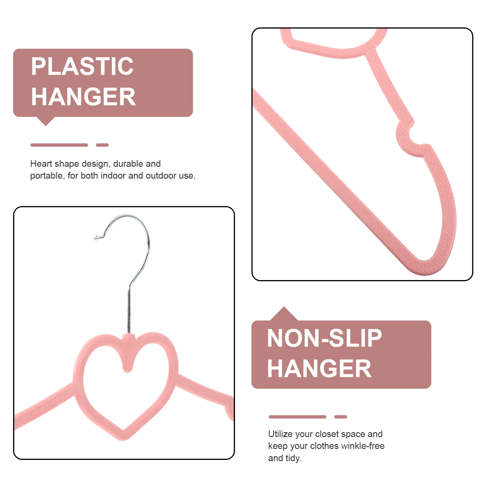

15 PCS Children’s Love Clothes Drying Rack Hangers Plastic Heart Clothing Adult Pink
