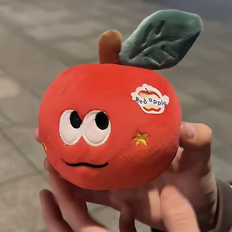 Plush Apples Keychain for Women Purse Handbag Backpacks Bag Charm Pendant Auto Interior Decors Accessories Car Keyrings 