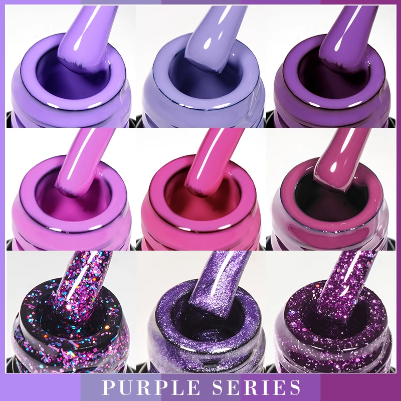 Mtssii 6ml Purple Glitter Gel Nail Polish Colors Semi Permanent Soak Off UV LED Varnishes Manicure For Nail Art Gel Polish