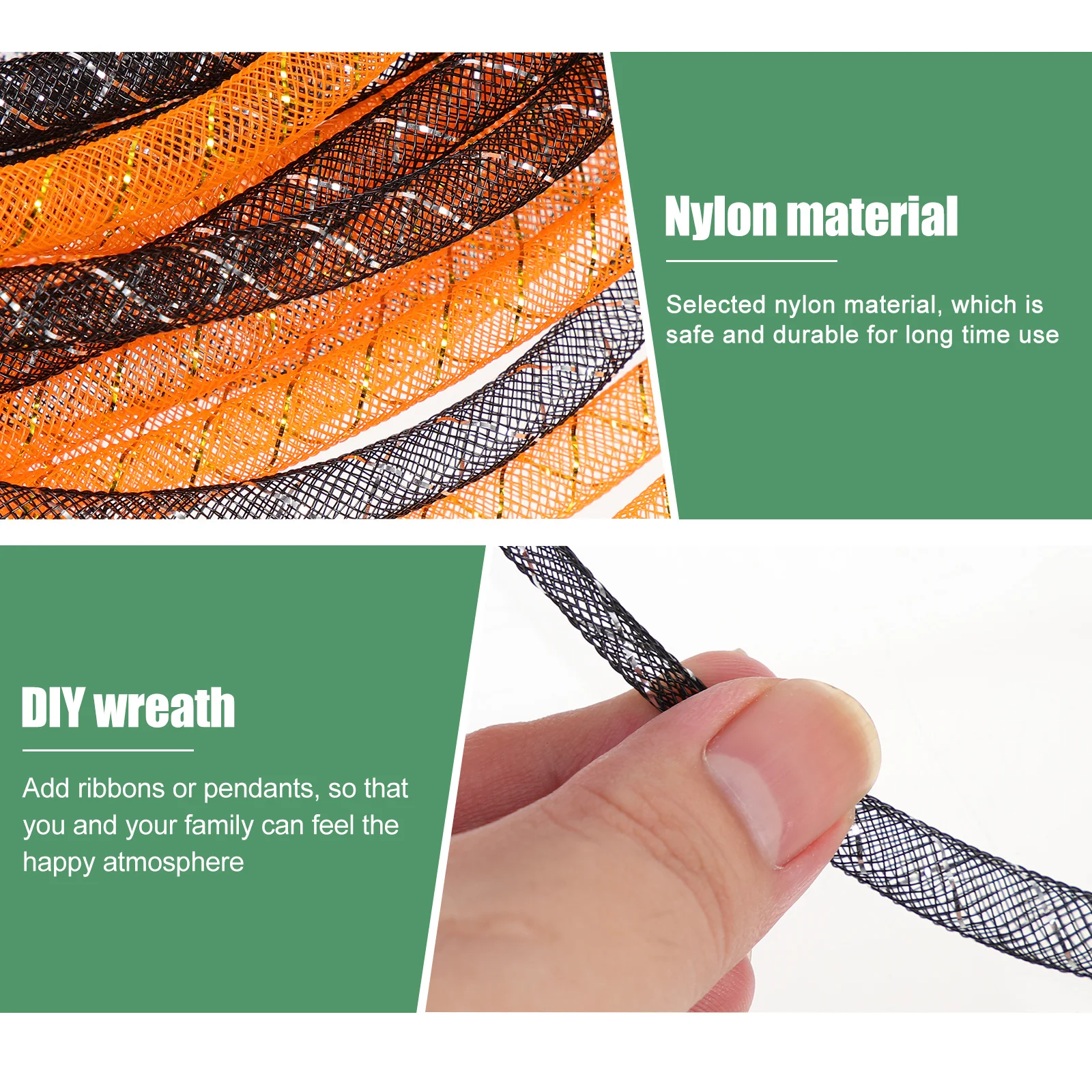 

4 Strips Handmade Halloween Garland Mesh Tubes Nylon Craft DIY Wreath Decoration Festival Party Supplies Handmade Mesh Tubes