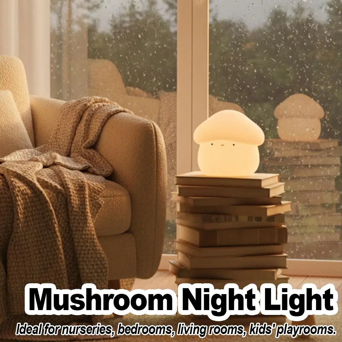 Mushroom Night Light Timer Warm White Silicone Touch Control Dimmable Led Usb Rechargeable Cordless Lamp Baby Sleeping Room Desk