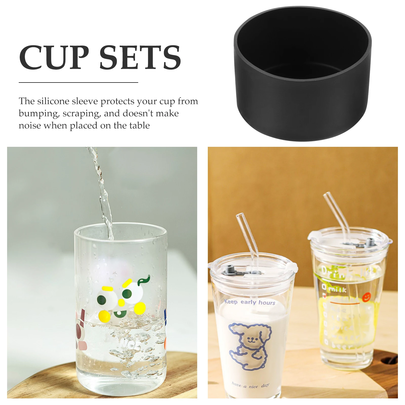 

2Pcs Silicone Protective Bottle Bottom Boot Anti-Slip Heat Insulation Sleeve Durable Nonslip Cover for Glass Cups