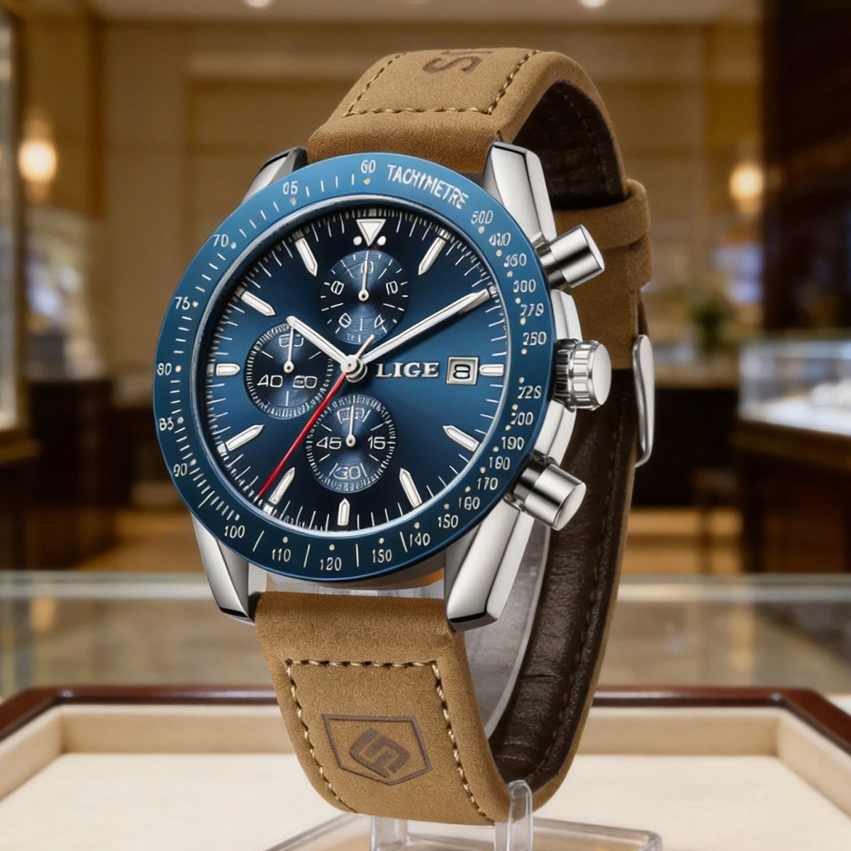 Lige 2025 relógio masculino marca superior de luxo negócios couro relógio quartzo casual masculino 30m à prova dwaterproof água relógio relogio masculino