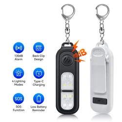 Hollarm Personal Safety Alarm Keychain 130dB for Women USB Rechargeable Protection Emergency LED Light Alarm for night running