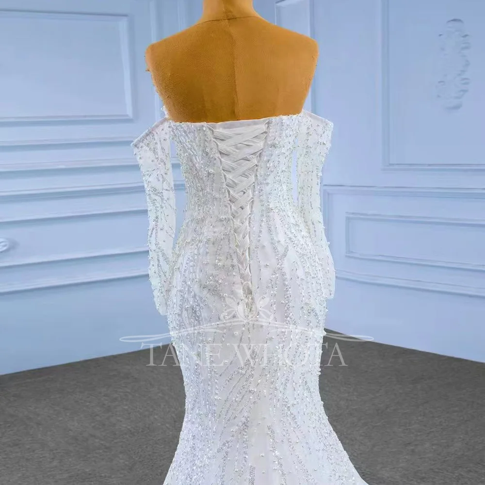 Sweetheart Long Sleeve Lace-Up Back Sheath Wedding Dress With Luxo Beading Sequined Design Customizable Fit Sexy 2025 Style