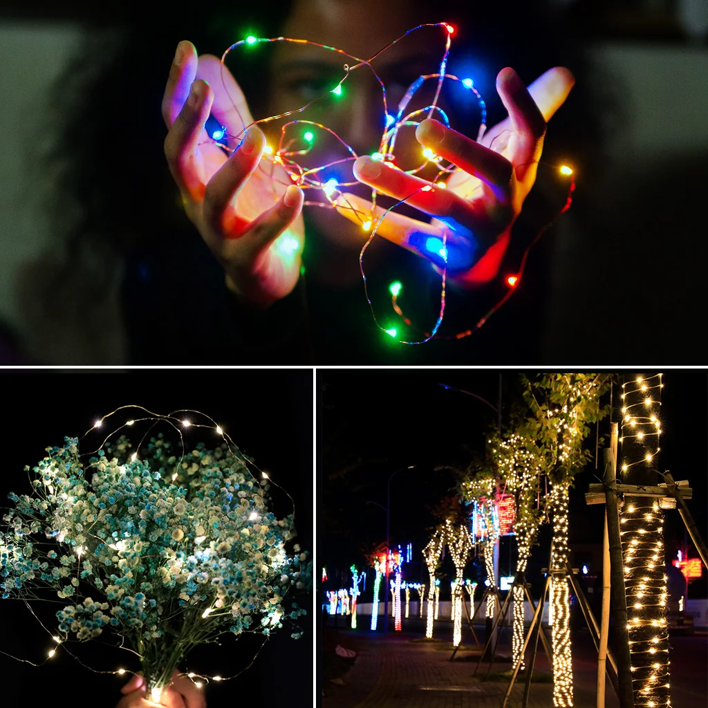 1/2M Led Kerstverlichting Battery Operated Koperdraad Licht Guirlande Kerst Wedding Party String Lights Voor Vakantie decoraties