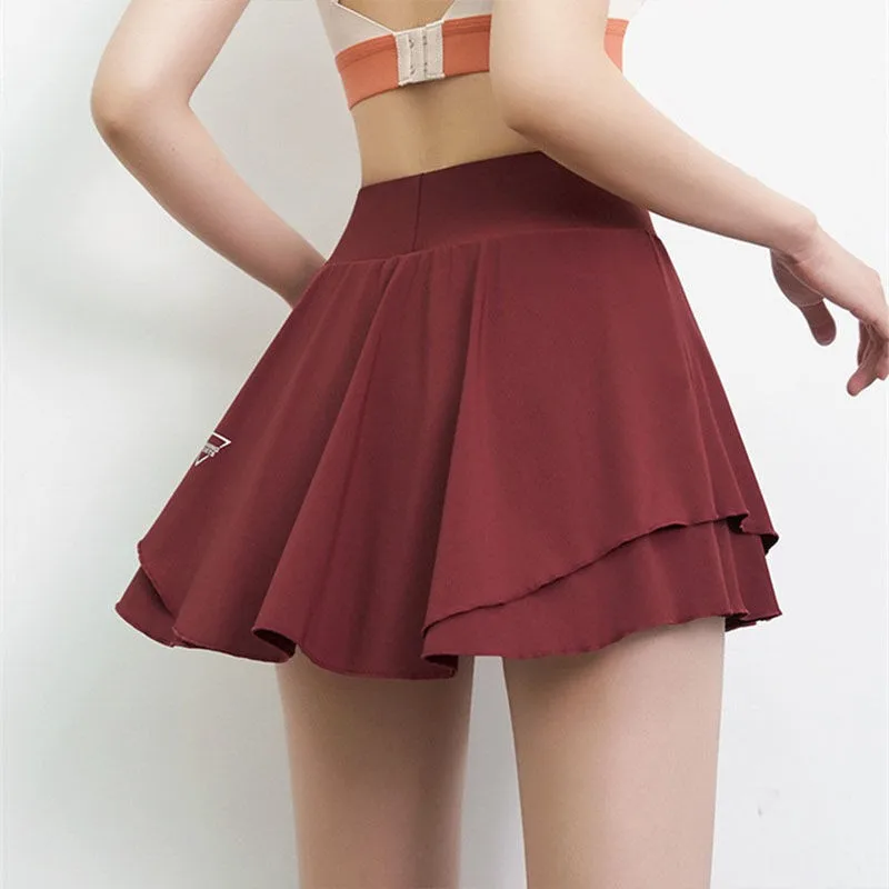 High Waist 2-in-1 Yoga Shorts for Women Quick-Dry Workout Fitness Badminton Gym Dance Tennis Skirt Running Shorts