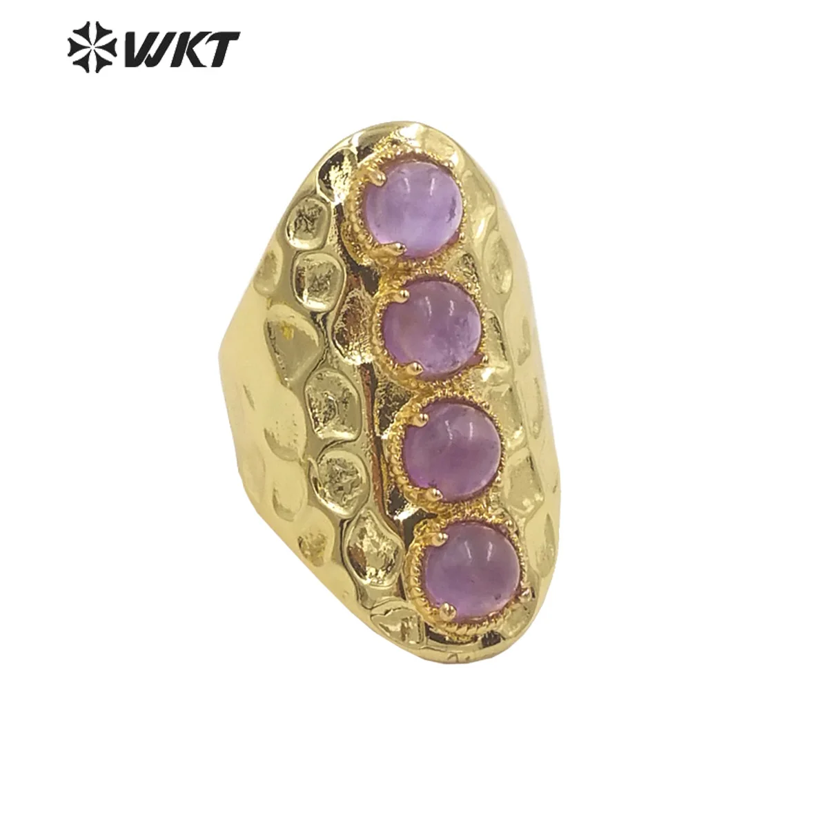 

WT-R444 Wholesale fashion gold plated precious multi stone cocktail Ring Natural gemstone setting girl jewelry Ring for party