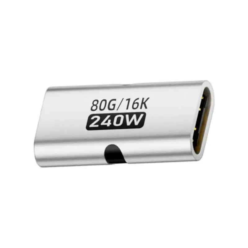 Aluminum USB C Female to Female Adapter 240W 80Gbps 16K/60HZ Type C Converter Fast Charging Adapter for Phone Laptop
