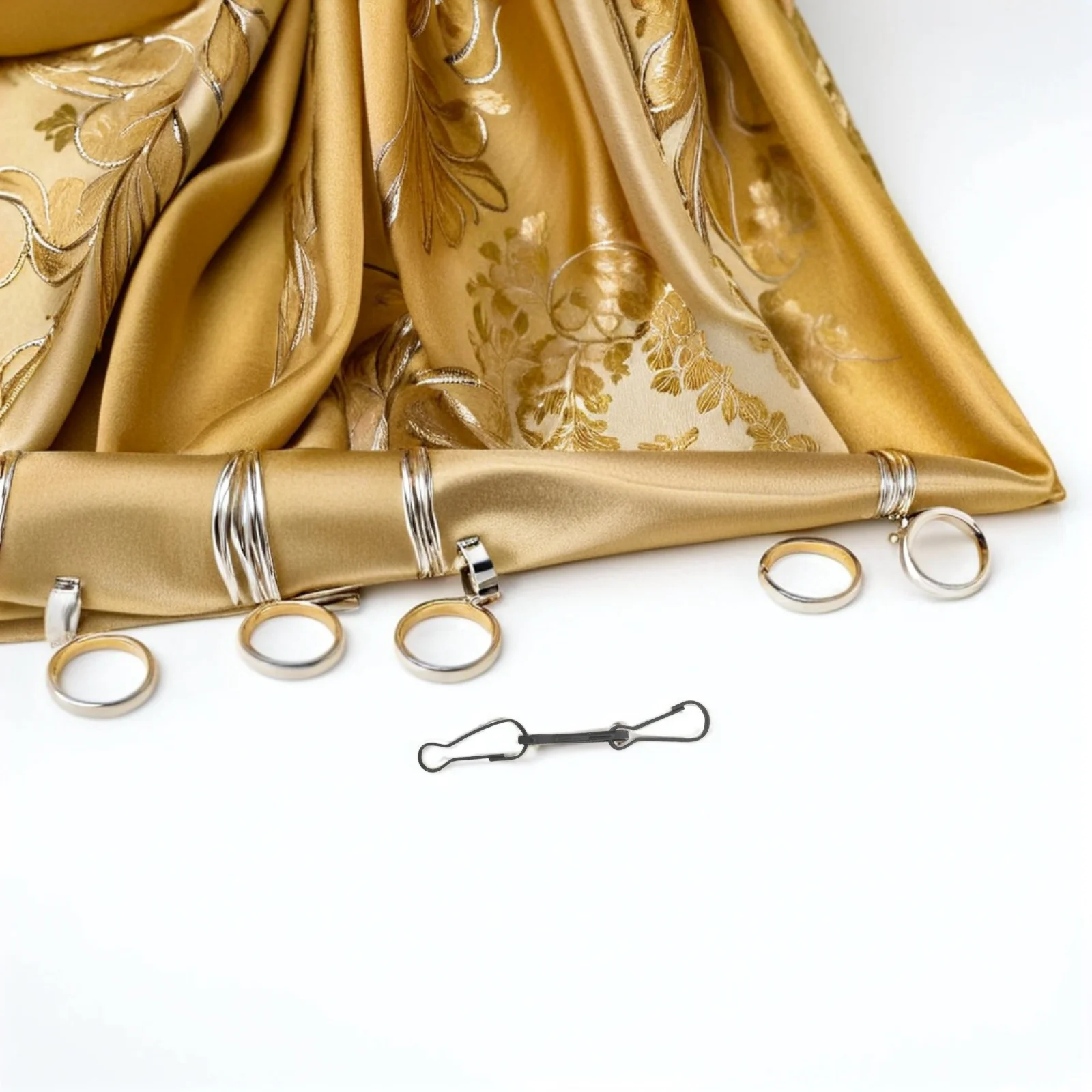 100Pcs Snap Clips Metal Spring Buckle for Curtain Tracks Drapes Tiebacks Secure Holdaway with Locking Mechanism