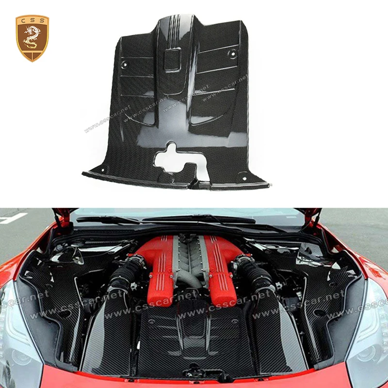 Car Engine Lock Left & Right Side Compartment Partition Panel Cover For Ferrari F12 OEM Replacement Style Carbon Fiber Bodykits