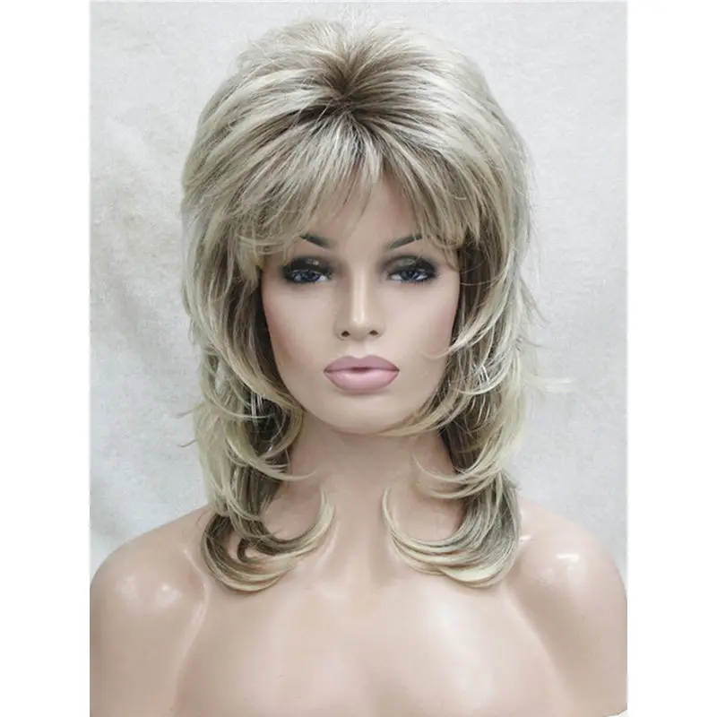 Charm Ladies Wig Medium Length Natural Hair Wig Synthetic Daily Party Hair Full Wigs