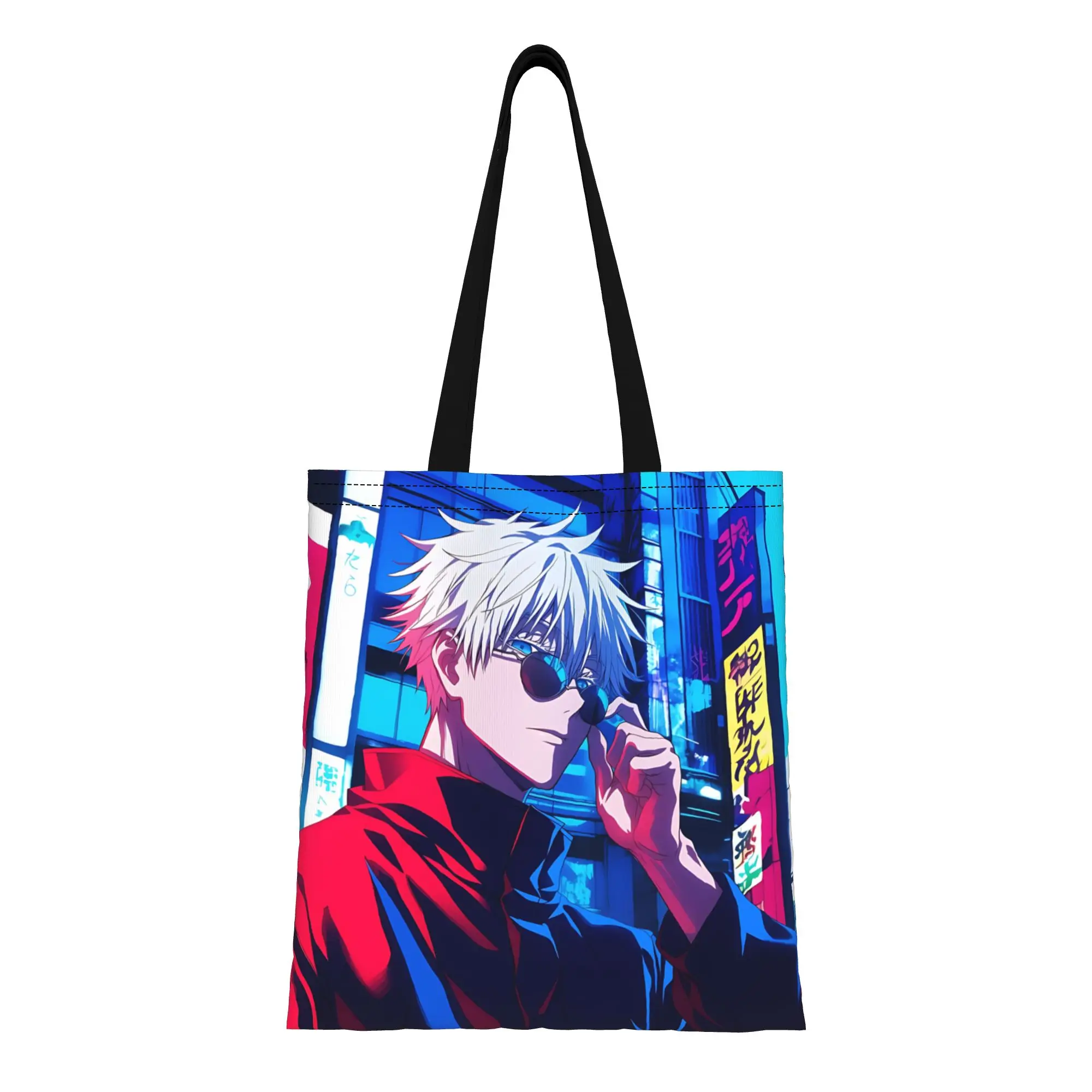 

Сумка-тоут Ita Bag для школы, большая вместимость, Jujutsu Kaisen Funko, холщовая, складная, с шикарным узором, подарки