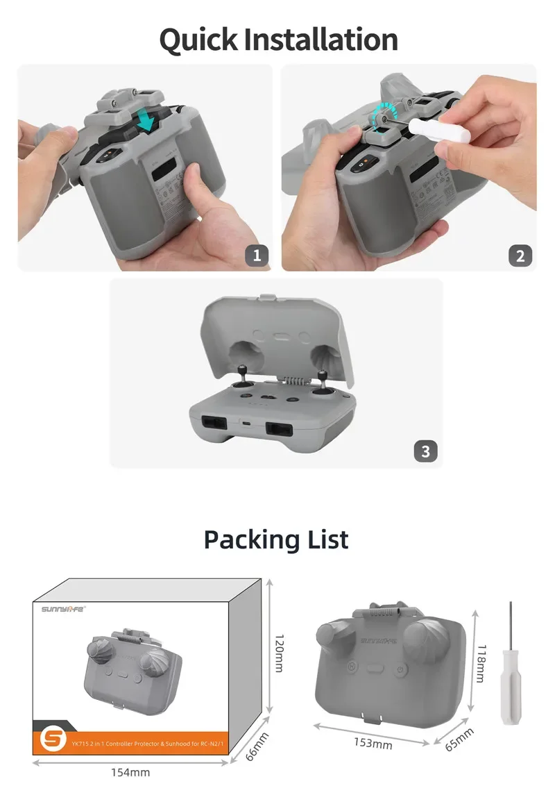 Osłona przeciwsłoneczna pilota 2 w 1 do DJI RC N3/N2/N1/MINI 4K/4 Pro/Neo/AIR 3S Osłona przeciwsłoneczna Osłona przeciwsłoneczna Akcesorium — zdjęcie produktu 6