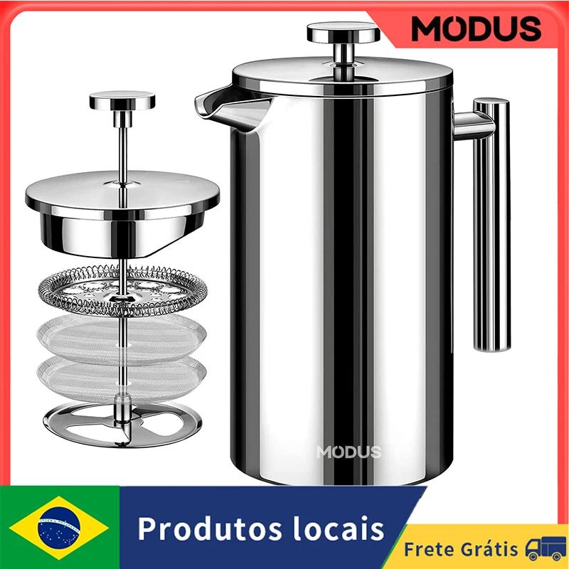 Modus Cafeteira de Imprensa Francesa, Filtro de Aço Inoxidável, Dupla Murada, Cafeteira Isolada