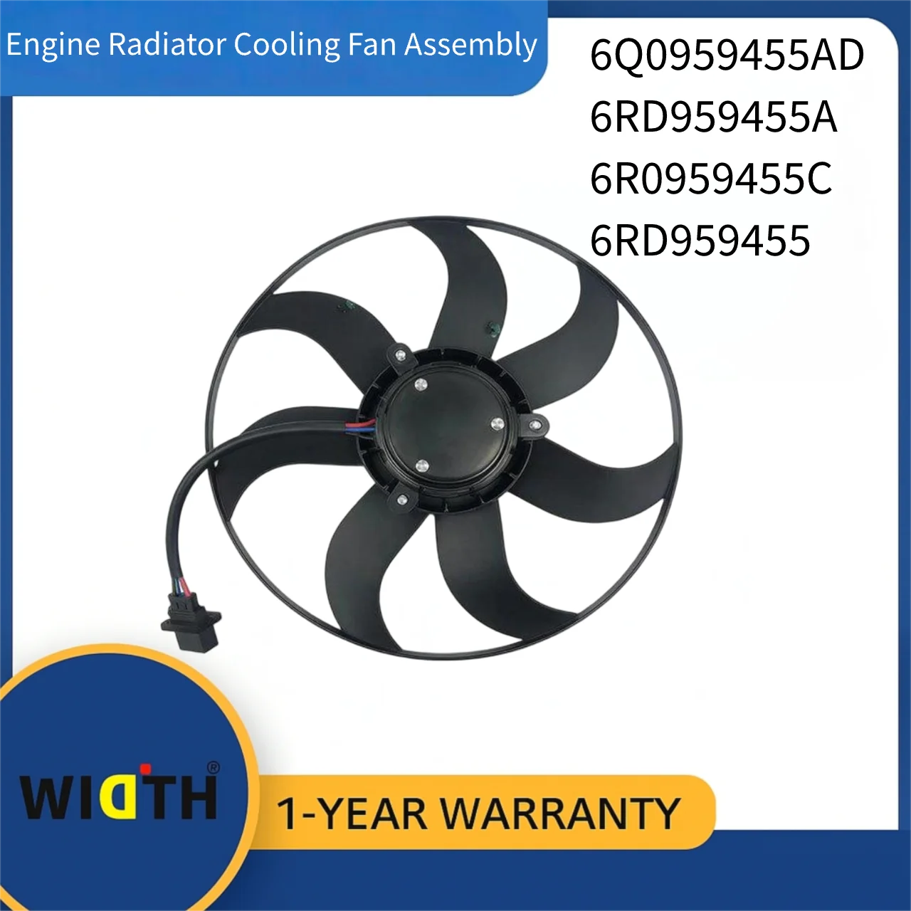 

6Q0959455AD 6RD959455A 6R0959455C 6RD959455 Engine Radiator Cooling Fan Assembly for Volkswagen Polo Skoda 2000-2019