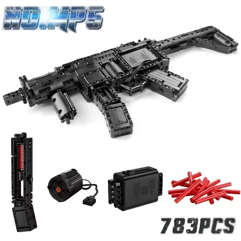 

WW2 Military Weapons Gun Germany Electyic MP5 Submachine Rifle Technical Building Blocks Pistol Can Shoot Bullet Bricks Kid Toys