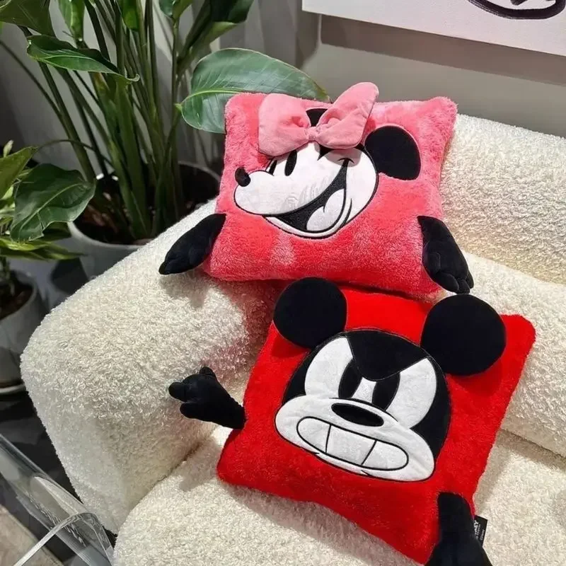 Disney Mickey Minnie Pillow soft Cute Cushion Cartoon Plush Doll Sofa Pillow Toys Embroidery Brithday Christmas Gifts