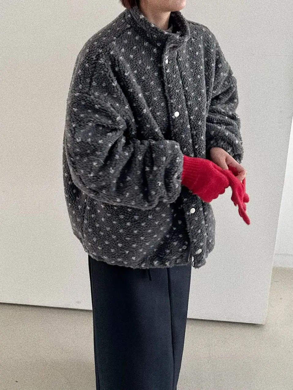 Jaket Wanita Korea Sle Thiened Cotton Desain Longgar Hangat dengan Kerah Bulu Domba Pola Hati untuk Musim Dingin.