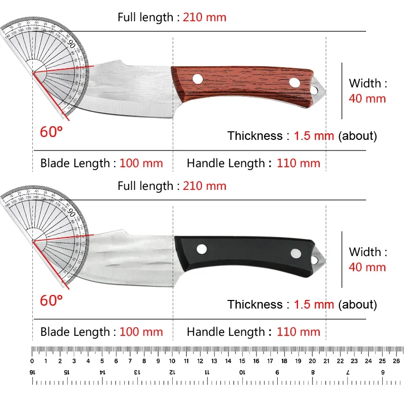 Utility Knife BBQ Slicing Fish Fruit Steak Knife Plastic Handle Kitchen Knives Hand Forge Boning Butcher Knife Chef Cleaver Tool