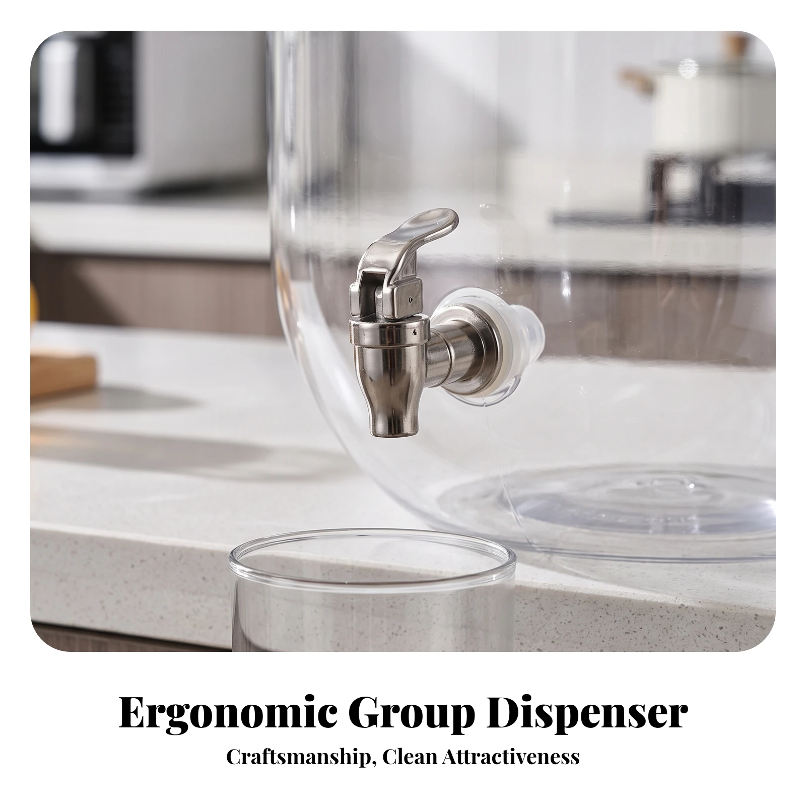 Glass Beverage Dispenser with Spigot Self-Serve Glass Drink Dispenser with Lid Glassware Cold-Use Container Food Grade for Hosts view 6
