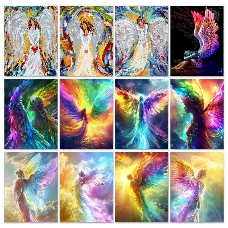 GATYZTORY Painting By Numbers Adults Glowing Angel Coloring On Numbers Handmade Picture Paint Home Decors Gift On Canvas Diy Set