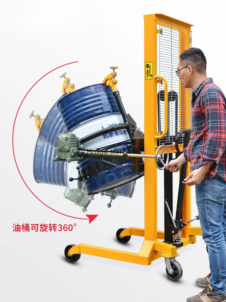 Oil drum flip dump truck Manual weighing Drum loading and unloading truck Hydraulic lift truck