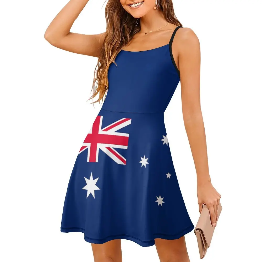 

Australian Flag Australia Patriotic Women's Sling Dress Premium Exotic Woman's Clothing Graphic Parties Strappy Dress