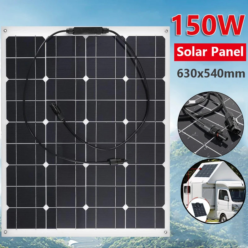 

150W 18V Solar Panel Dual USB Output Solar Cell with 10A/20A/30A/40A/50A/60A Solar Charge Controller Kit for Phone Ipad Camping