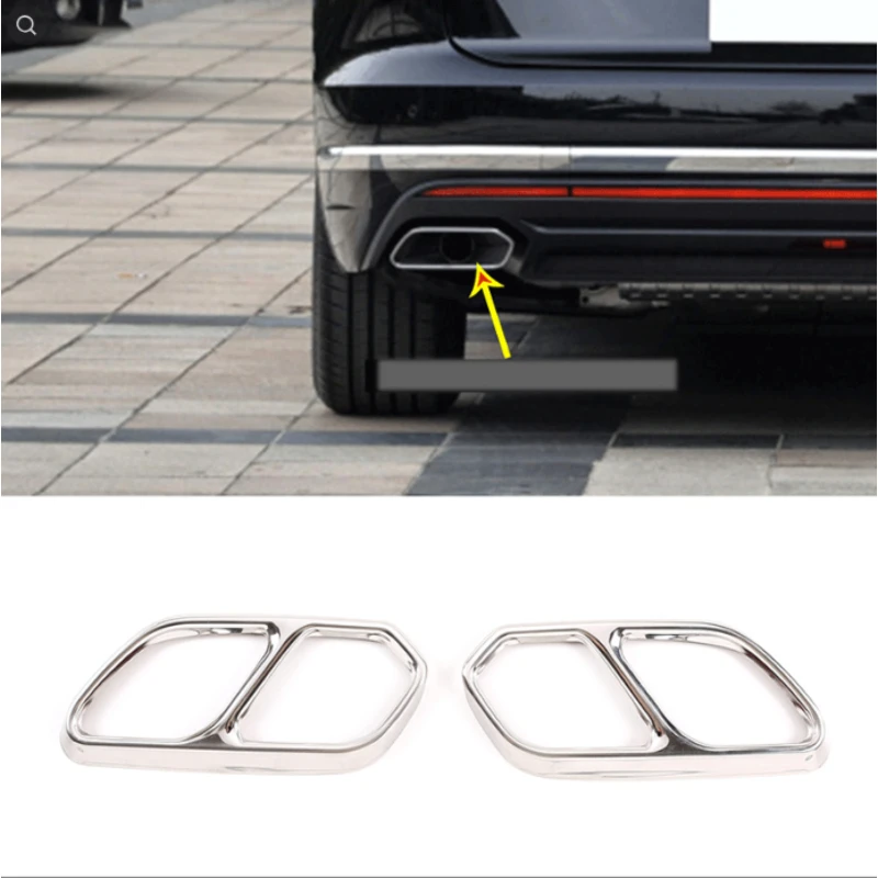 

For 2019-2021 Volkswagen Touareg Stainless Steel Bright Finish 4-Outlet Exhaust Tailpipe Trim Frame Auto Exterior Accessories