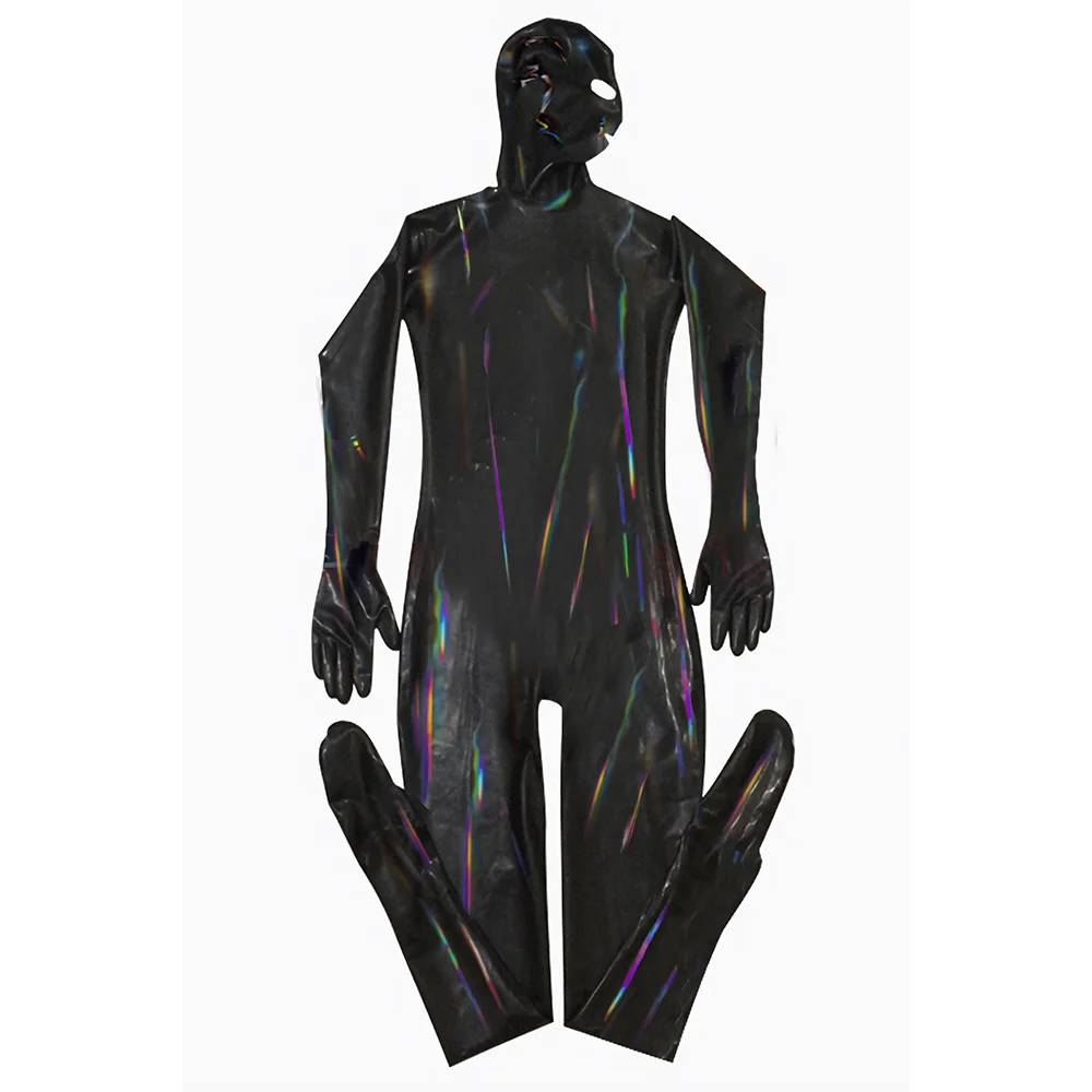 Black PU Leather Men Sexy Prisoner Bodysuit Faux Latex Male Erotic Jumpsuit Club Stage Costume Gays Sex Lingerie Adult Products