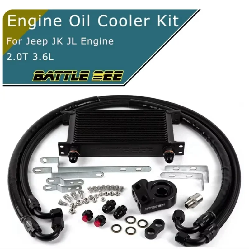 

Car Engine Oil Cooler Kit Oil Filter Sandwich Plate Adapter Aluminium Radiator For Jeep Wrangler JL JK Engine BB-OCK-141