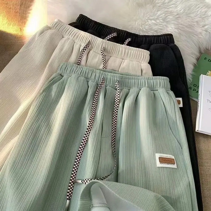 

Men's Summer Ice Silk Workwear orts Loose Versatile Straight Legged Five-Quarter Pants Elastic Qui Dry Casual Sports orts