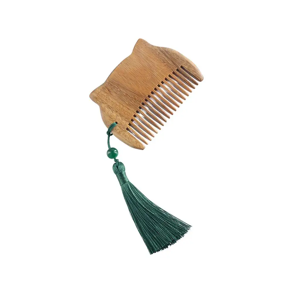 Point Scalp Massager with Tassels Hair Styling Detangling Comb Pocket Comb Fine Tooth Comb Wooden Hair Comb Massage Comb