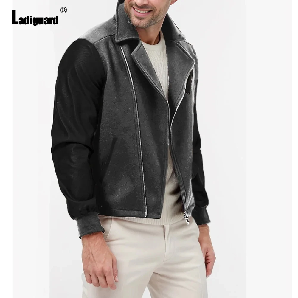 

Europe and America New Men's Slim Diagonal Zipper Windbreaker jacket Autumn Winter Leather Bomber Jacket Men casual Jacket Coats