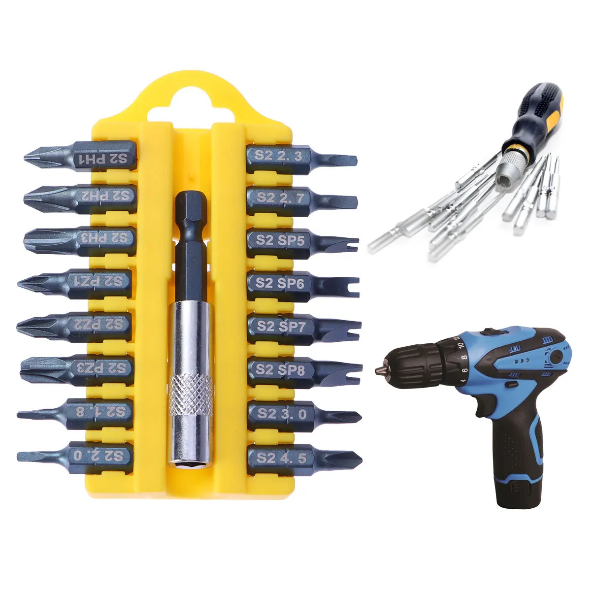 

17 in 1 S2 Steel Screwdriver Bits Set Magnetic Bit Holder for Cordless Drills Electric Screwdrivers Compact Storage Case
