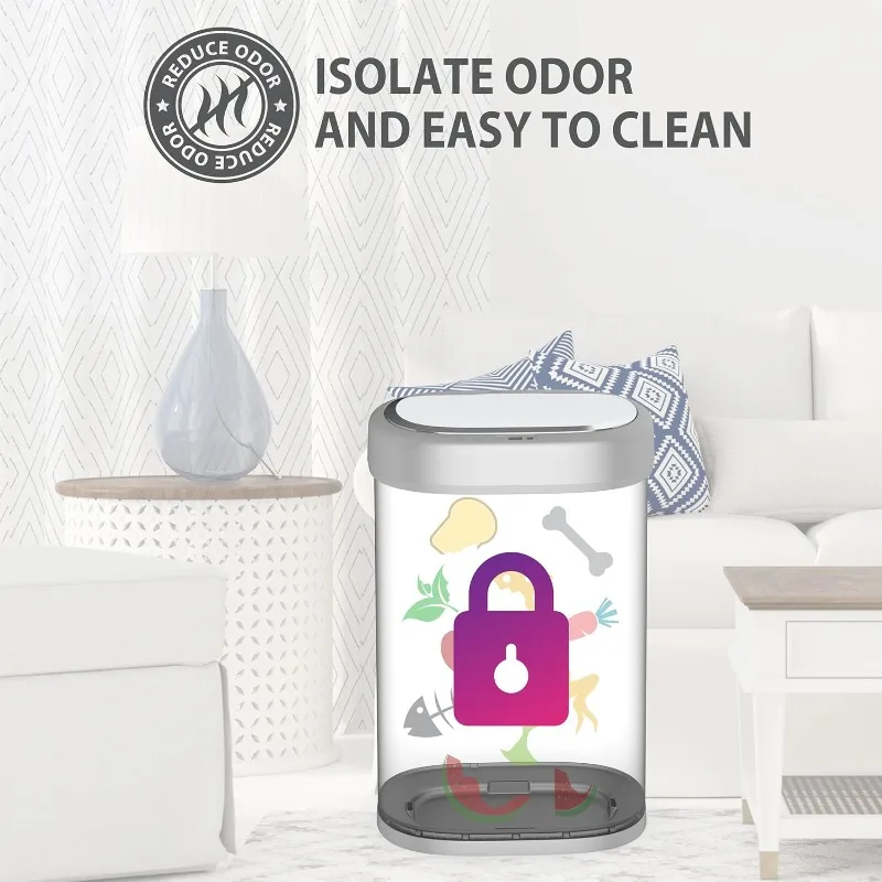 Bote de basura de cocina automático sin contacto de 21 galones con tapa, bote de basura con sensor de movimiento para cocina, sala de estar, oficina, 8