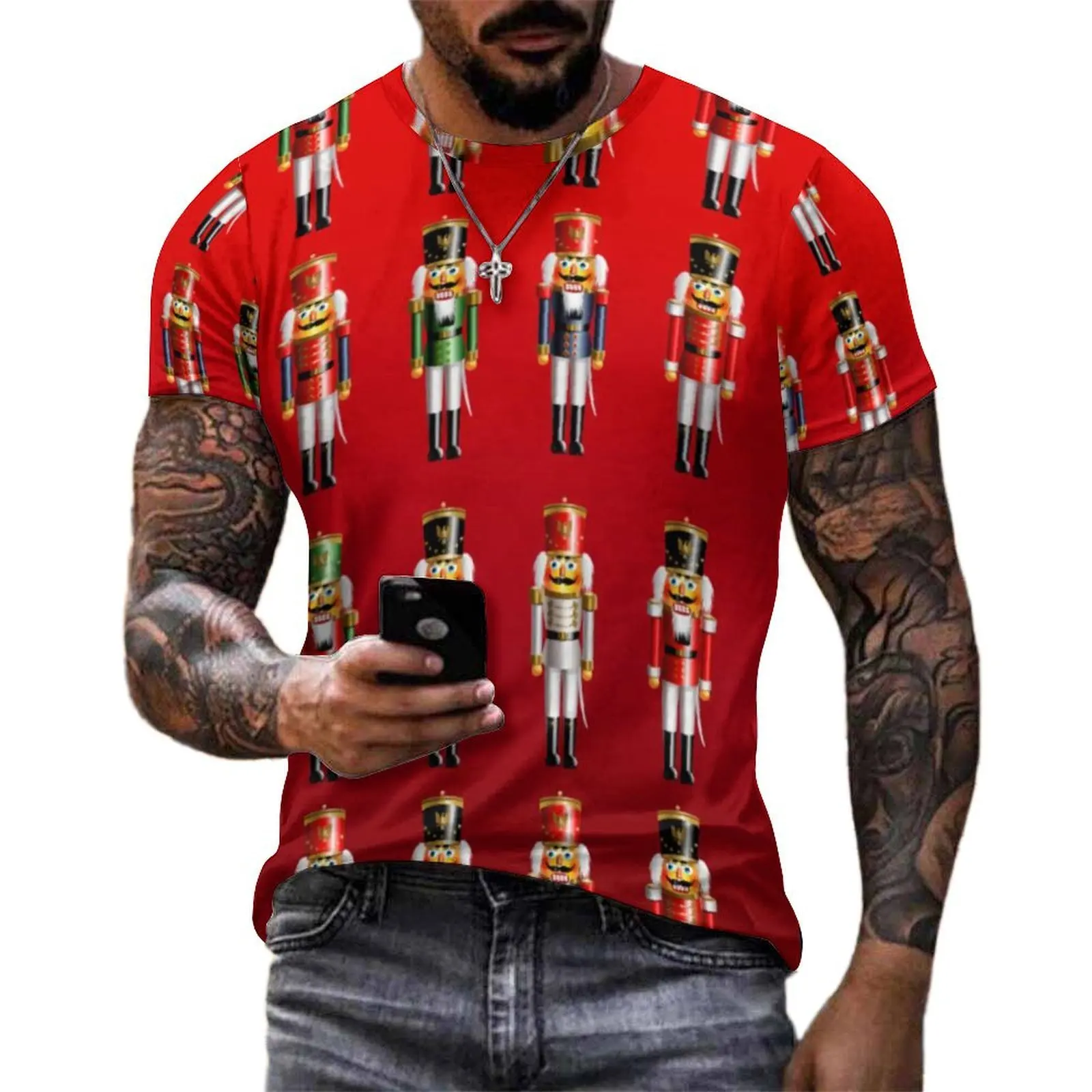 Cute Nutty Nutcracker T Shirt Cartoon Army Hippie T-Shirts Man Street Style Tshirt Premium Short Sleeve Printed Tops Plus Size